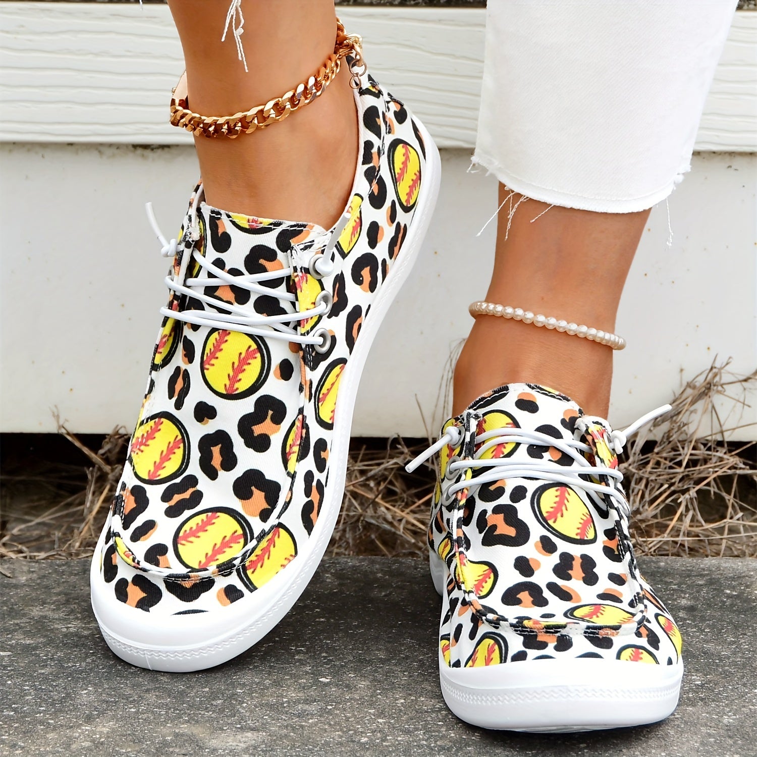 Women's Versatile Leopard Sports Sneakers Lightweight Casual Shoes