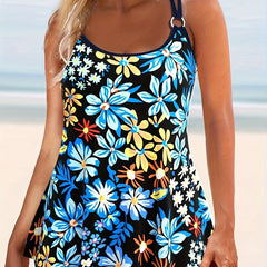 Floral Print Tankini Set Modest Plus Size Swimsuit