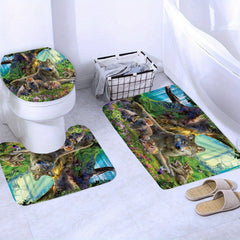 3pcs Forest Animal Bathroom Set Waterproof Shower Curtain with 12 Hooks