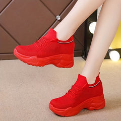 Women's Breathable Chunky Sneakers Casual Hidden Heel Shoes