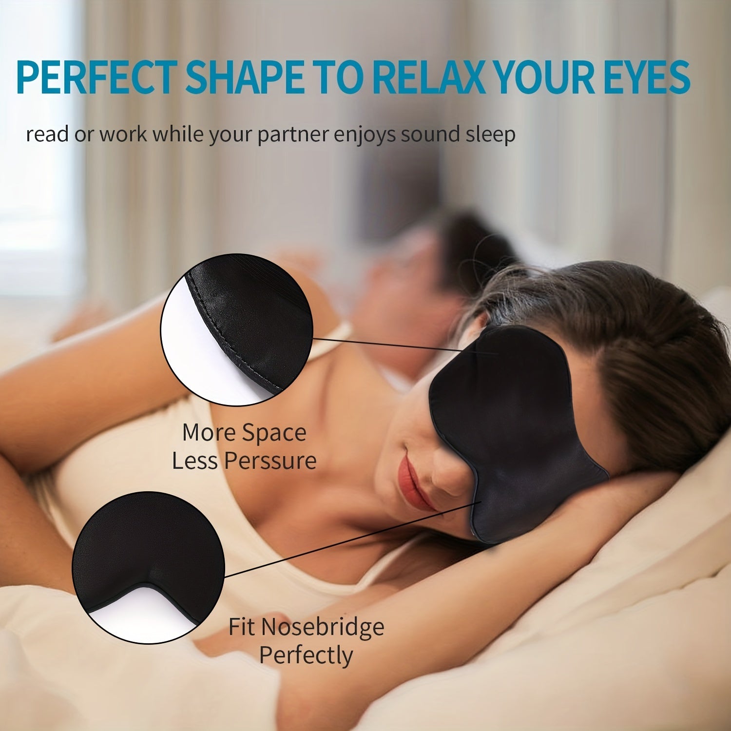 Silk Sleep Eye Mask Adjustable Strap Comfortable Blindfold w/ Earplugs