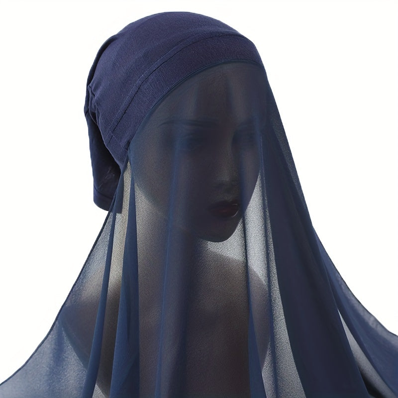 Chiffon Hijab Turban Cap Solid Chiffon Head Wraps Shawl Cap