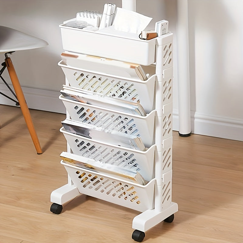 Floor Standing Book Shelf Storage Rack with Pen Holder
