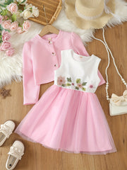 Girls Long Sleeve Jacket & Plaid Skirt Set for Party