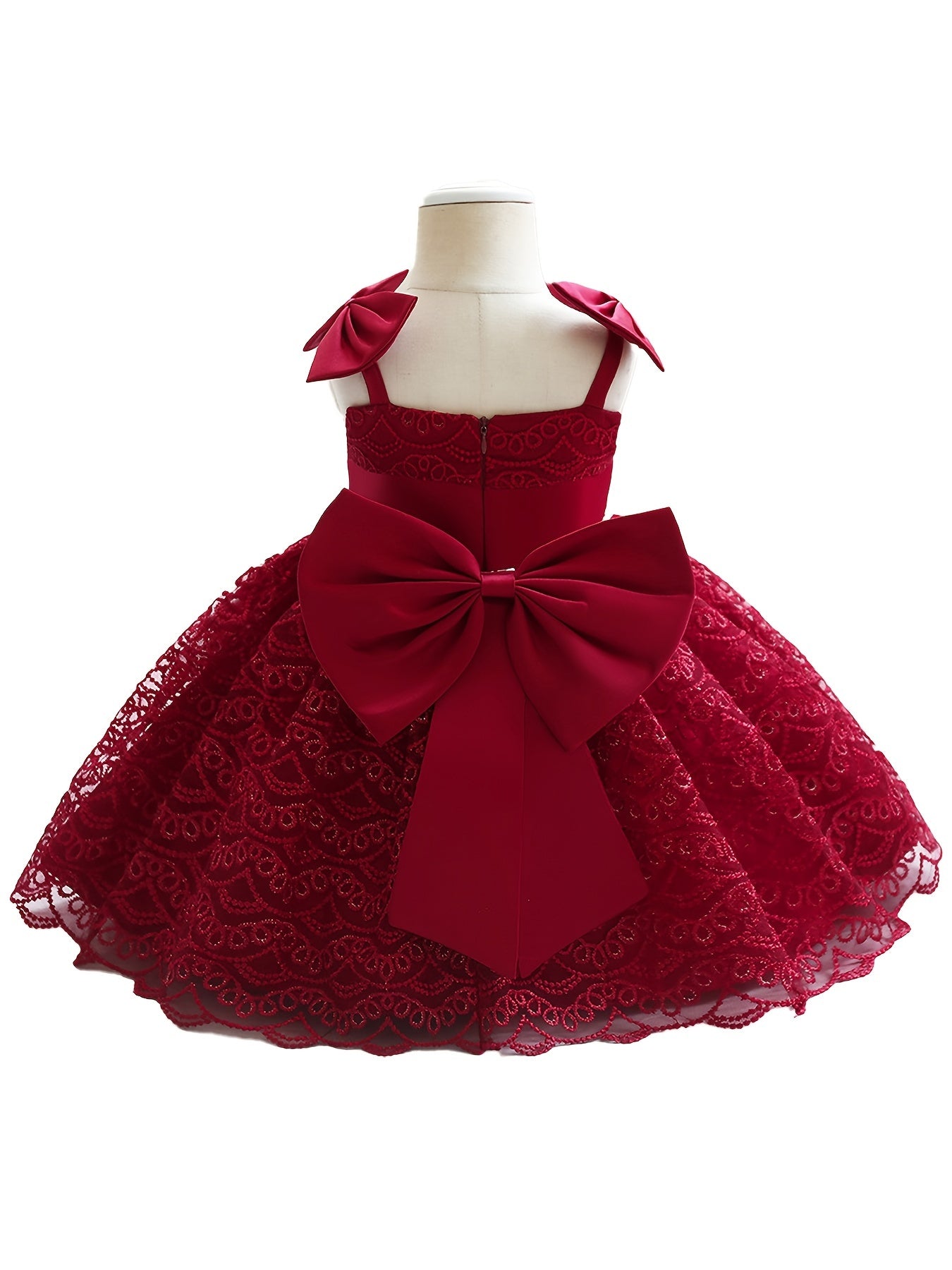 Toddler Girls Bow Lace Embroidery Cami Princess Dress Gown