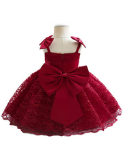 Toddler Girls Bow Lace Embroidery Cami Princess Dress Gown