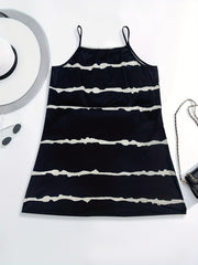 Striped V Neck Mini Cami Dress With Pockets