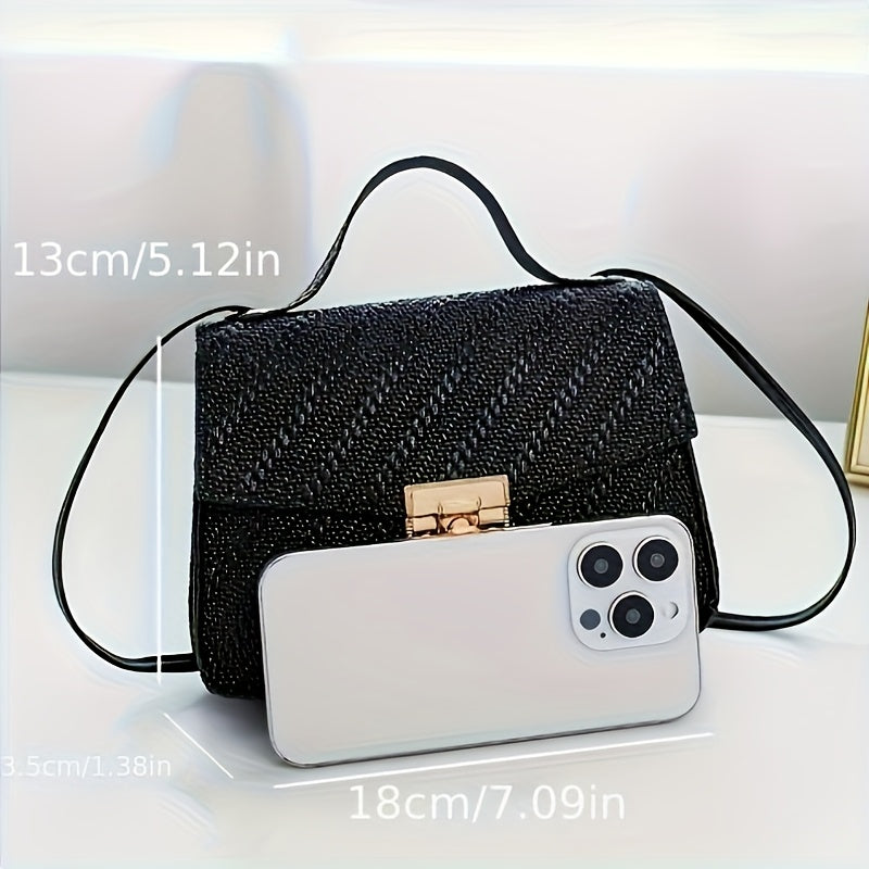 Chic Faux Leather Crossbody Bag in Pink/Green