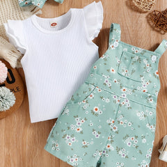 Baby Girls Floral Top & Overalls Set for Summer