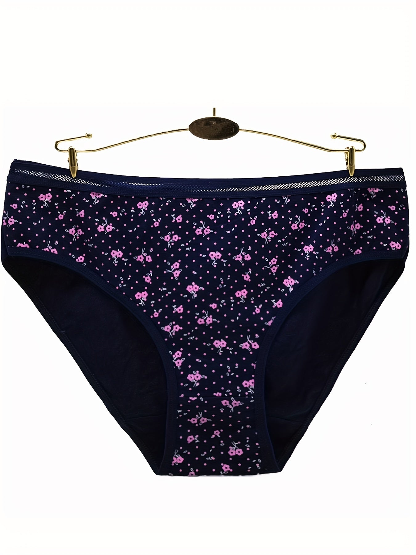 6pcs Floral Print Briefs Stretchy Intimates Panties Women's Lingerie