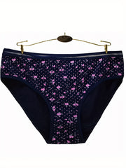 6pcs Floral Print Briefs Stretchy Intimates Panties Women's Lingerie
