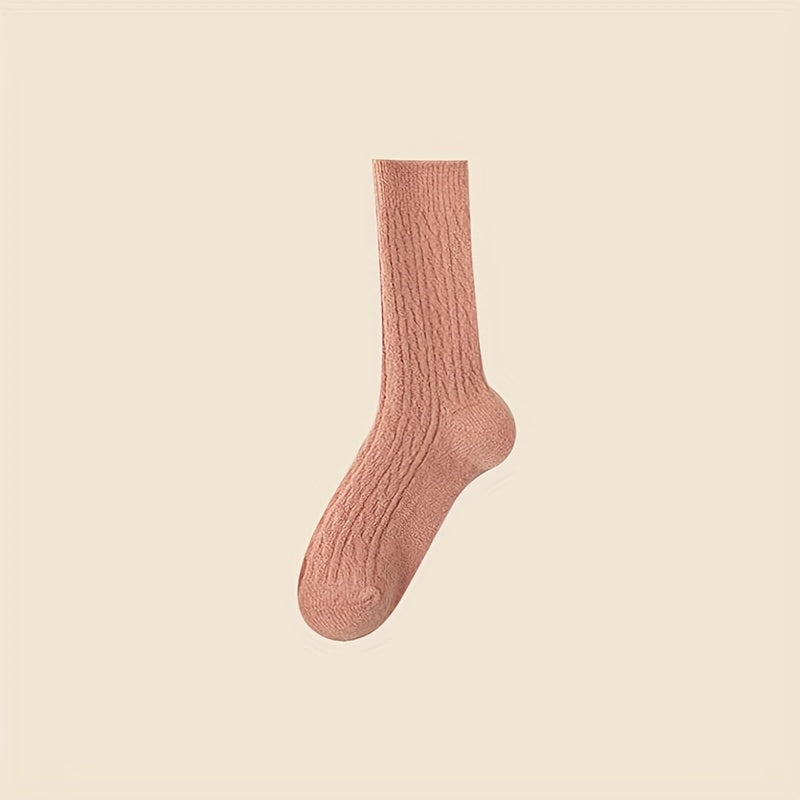 7 Pairs Solid Mid Tube Socks Women's Stockings