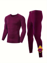 Men's Solid Breathable Warm Stretch Underwear Set