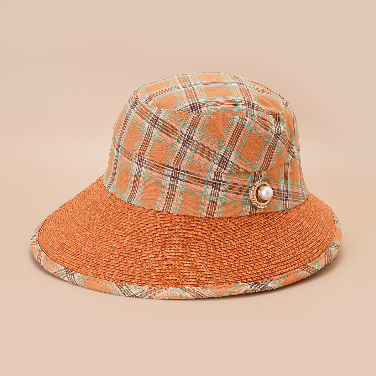 Plaid Sunshade Fisherman Hat Spring Autumn Retro Literary Outdoor Basin Hat