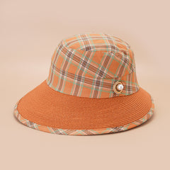 Plaid Sunshade Fisherman Hat Spring Autumn Retro Literary Outdoor Basin Hat