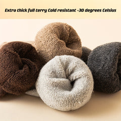 Winter Plus Velvet Thick Wool Warm Socks Men's Solid Soft Mid-calf