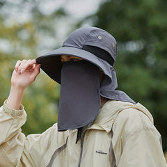 Summer Outdoor Fisherman Hat with Detachable Mesh Mask