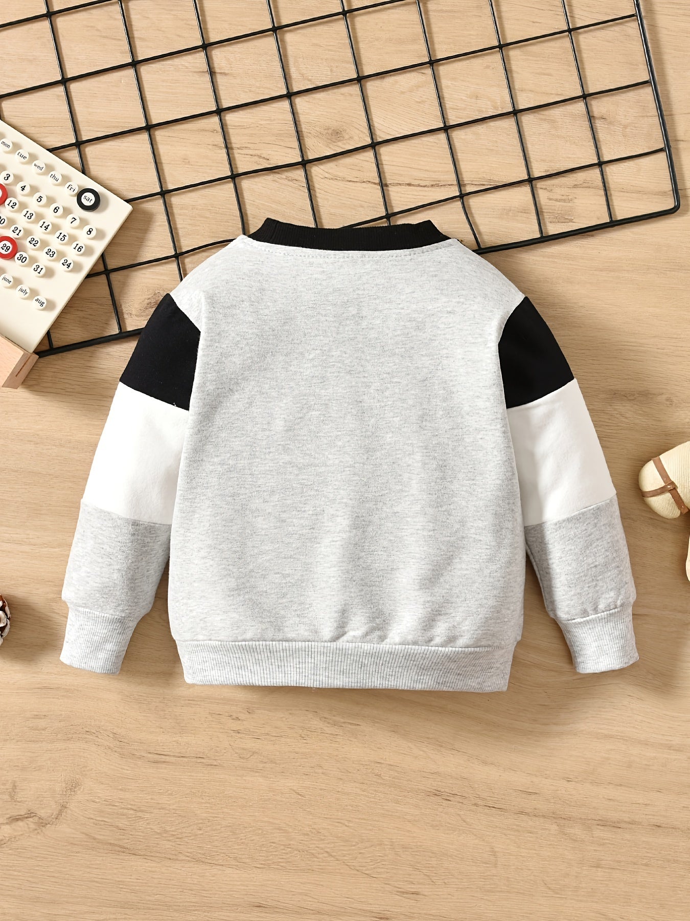 Boys Casual Block Pullover Sweatshirt With Brother Print