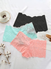 3 Pack Plus Size Floral Jacquard Briefs Women's Plus Panties Set