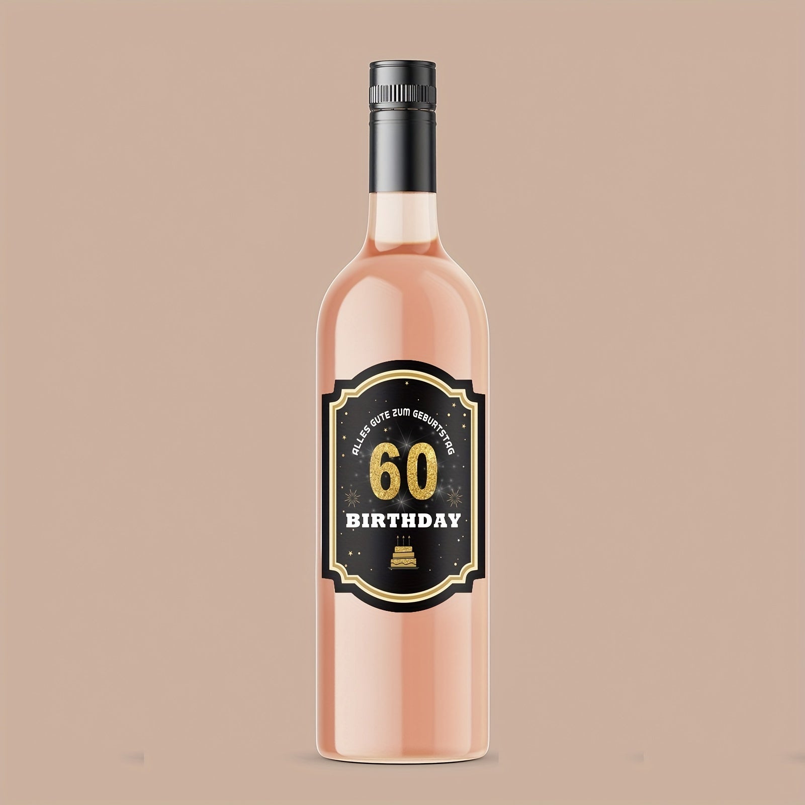 60th Birthday Bottle Labels Self Adhesive Sparkling Wine Happy Birthday Party