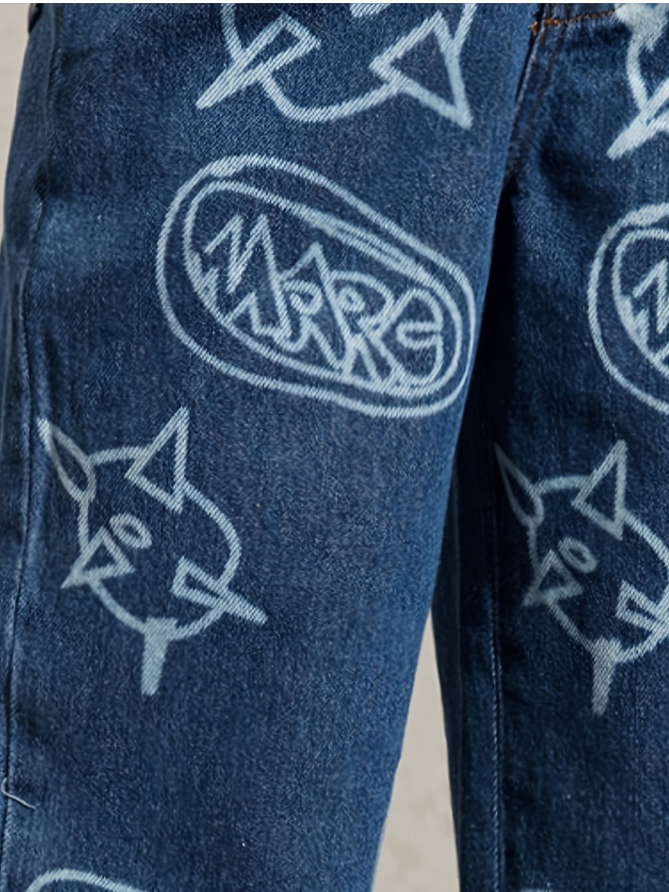 Girls Smiley Face Graphic Denim Wide Leg Pants