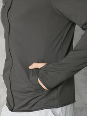 Men's Hooded Zipper Jacket for Outdoor Sports