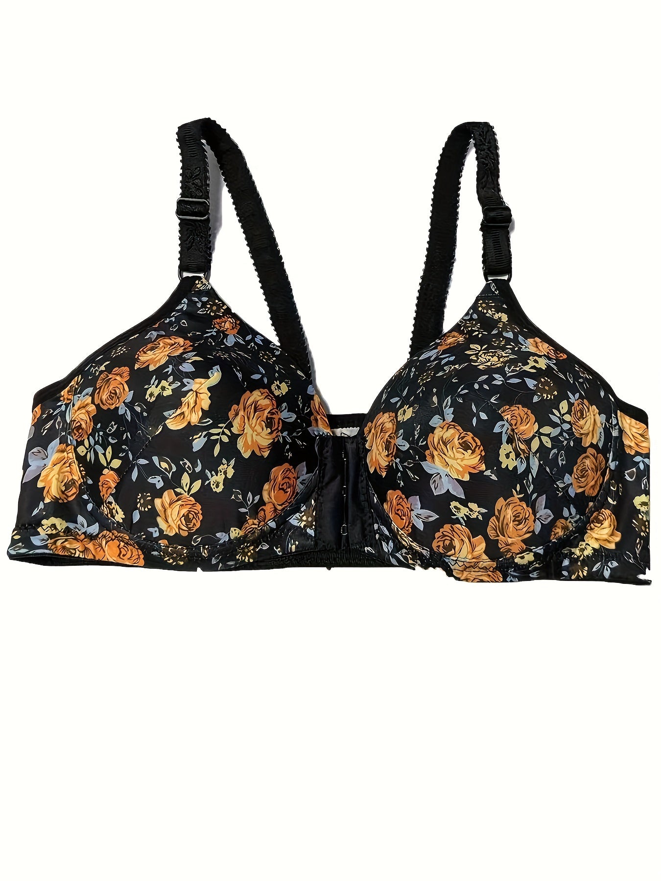 Floral Print Push Up Bra Front Buckle Women's Lingerie