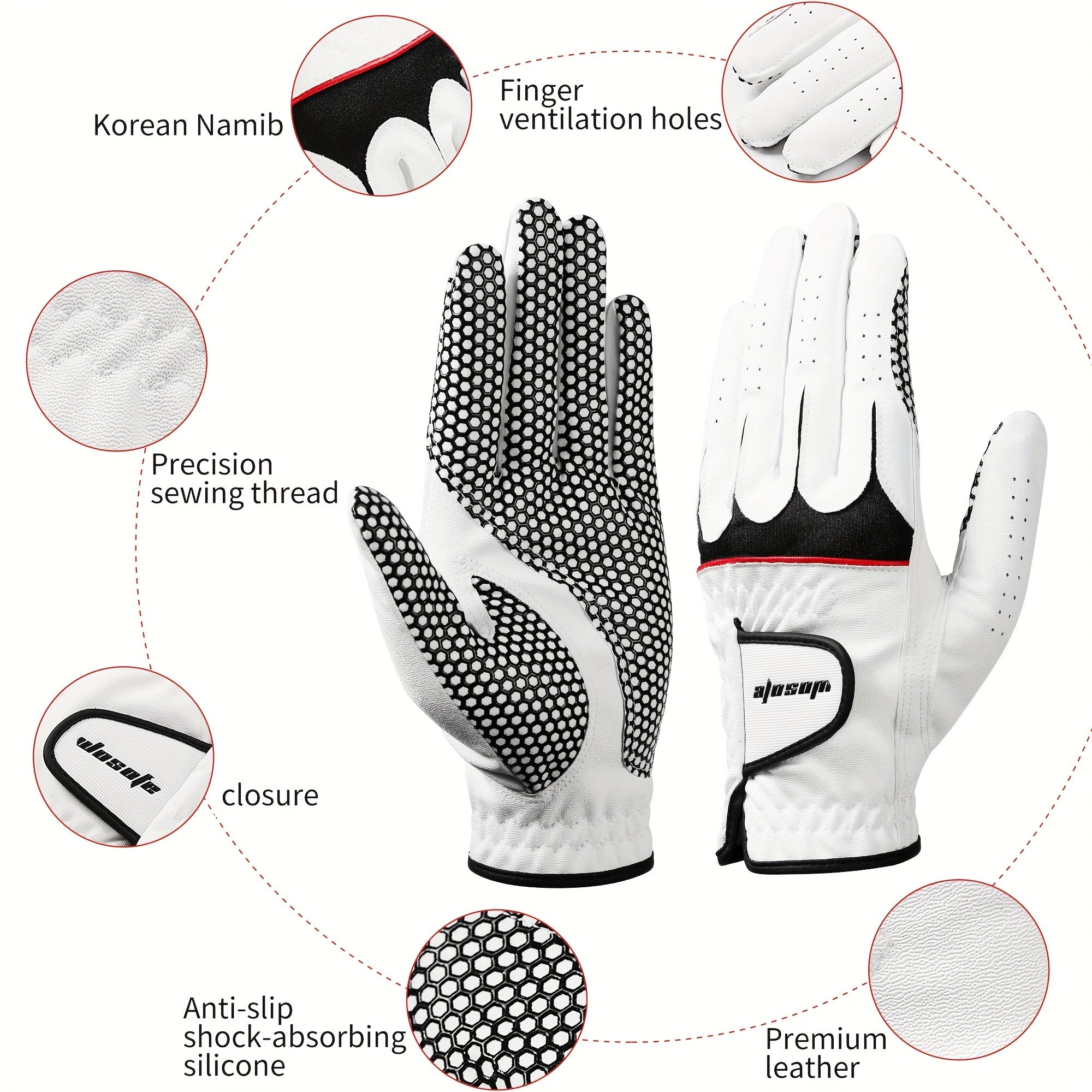 Shockproof Left Hand Golf Glove Breathable Mesh Non Slip Silicone
