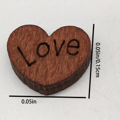 20pcs Retro Sticker Jigsaw Buttons Perforated Heart shaped Wood Chip Decoration
