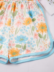 Toddler Girls Flowers Graphic Bow Sunflower Cami Rompers