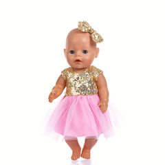 Peach & Yellow Tulle Skirt Doll Clothes for 17-18 Inch Girl Reborn Dolls