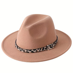Leopard Pattern Jazz Felt Hat for Men and Women