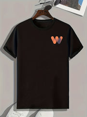 Letter W Print Men's T-shirt Casual Comfy Tees For Summer
