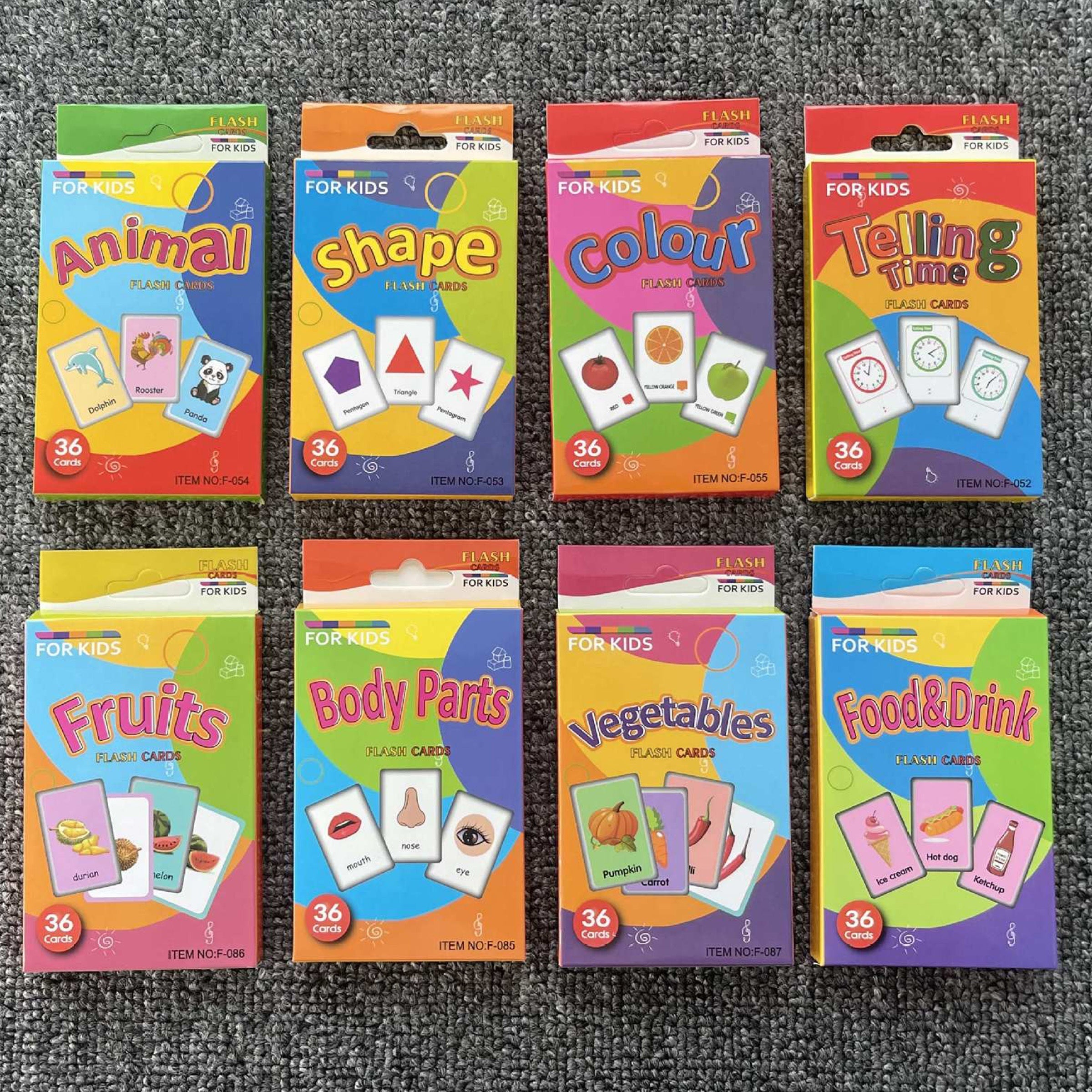 Colorful Word Recognition Flash Cards for Kids