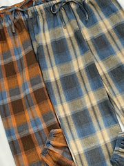 2pcs Plaid Sleep Bottoms Elastic Waistband Pants Women's Sleepwear