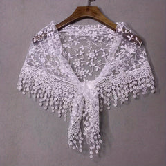 Flower Embroidery Triangle Scarf Tassel Veils Classic Mantilla Head Covering