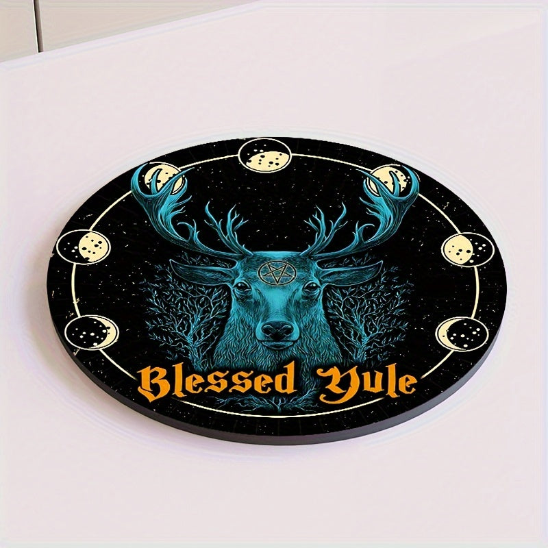 4pcs Santa Claus Printed Coaster Absorbent Mat Anti-scald Placemat