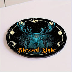 4pcs Santa Claus Printed Coaster Absorbent Mat Anti-scald Placemat