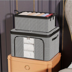 Houndstooth Pattern Clothes Storage Box Organizer
