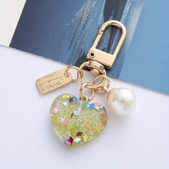 Acrylic Pearl Heart Keychain Pendant Bag Ornament