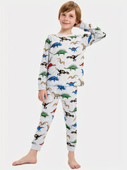 Boys Dino Graphic Loungewear Set Long Sleeve Pullover Top & Pants PJ Set