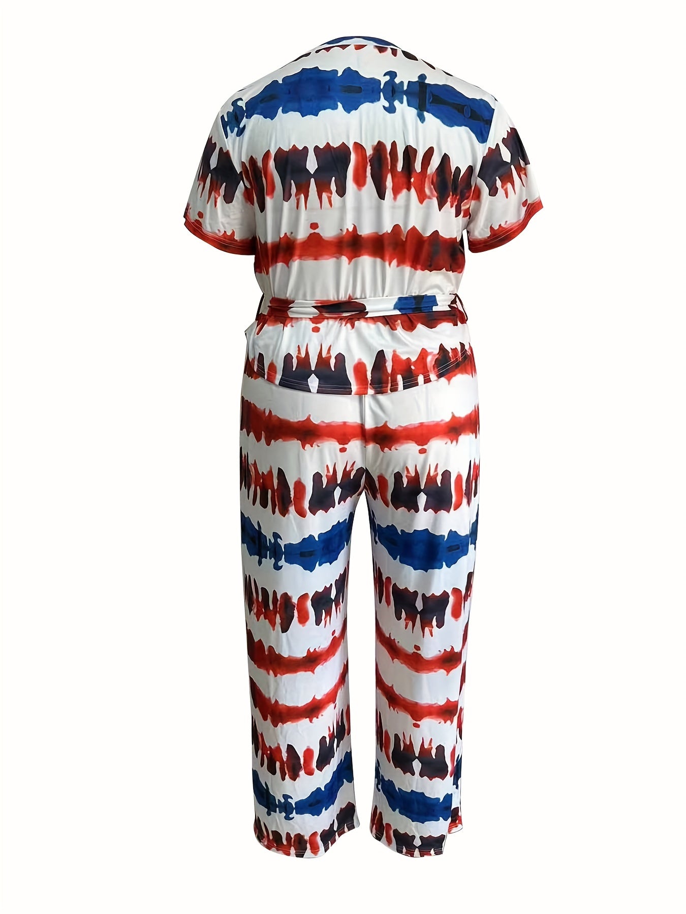 Women's Plus Tie Dye Tee & Printed Pants Set