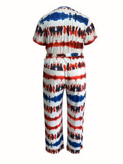Women's Plus Tie Dye Tee & Printed Pants Set