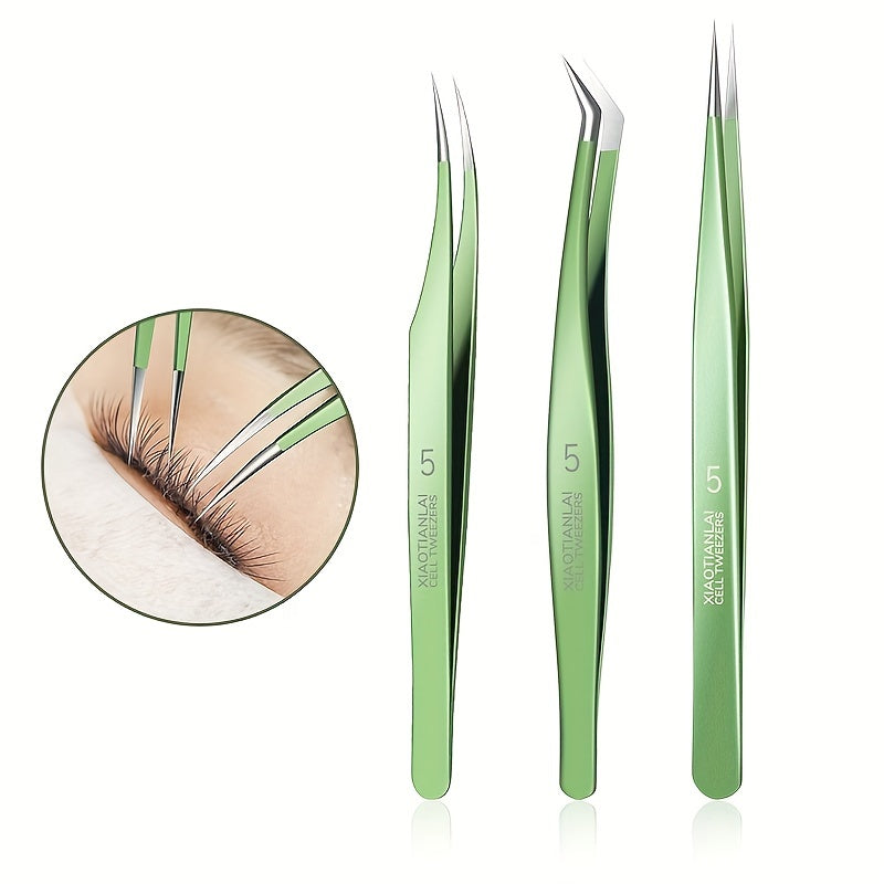 3pcs Eyelash Extension Tweezers Set Makeup Tools