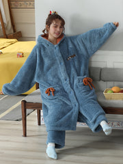 Soft & Thick Fuzzy Hoodie Pajamas Set Women's Loungewear & Sleepwear