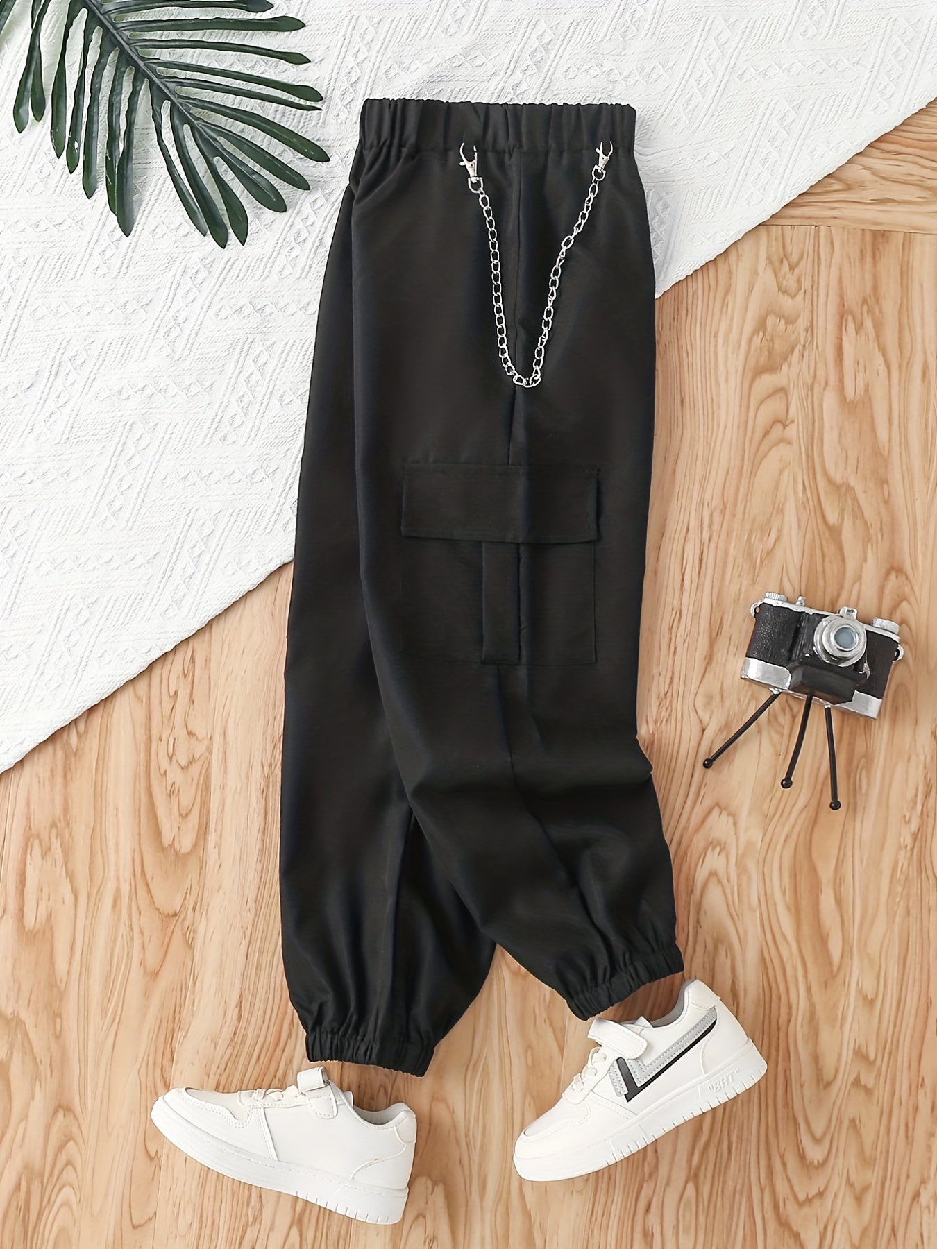 Girls Cargo Pants with Chain Detail