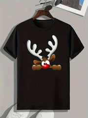 Deer Print Men's Graphic T-shirt for Summer
