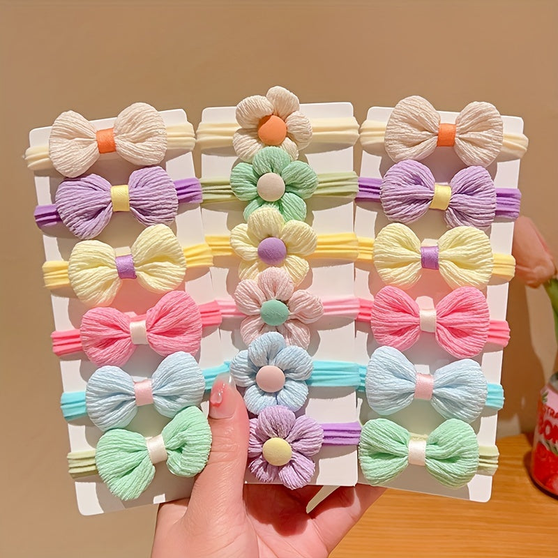 12pcs Bow Flowers Hair Tie Hair Bands for Girls