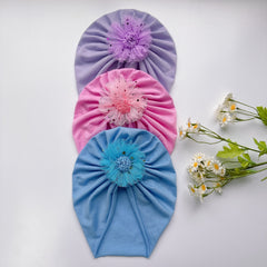 Soft Elastic Strip Flower Baby Hat For Girl