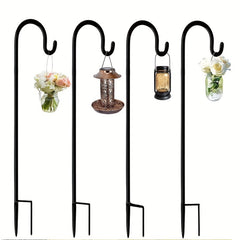 Adjustable Bird Feeder Pole w/ Detachable Hooks for Feeders, Plants & Lanterns